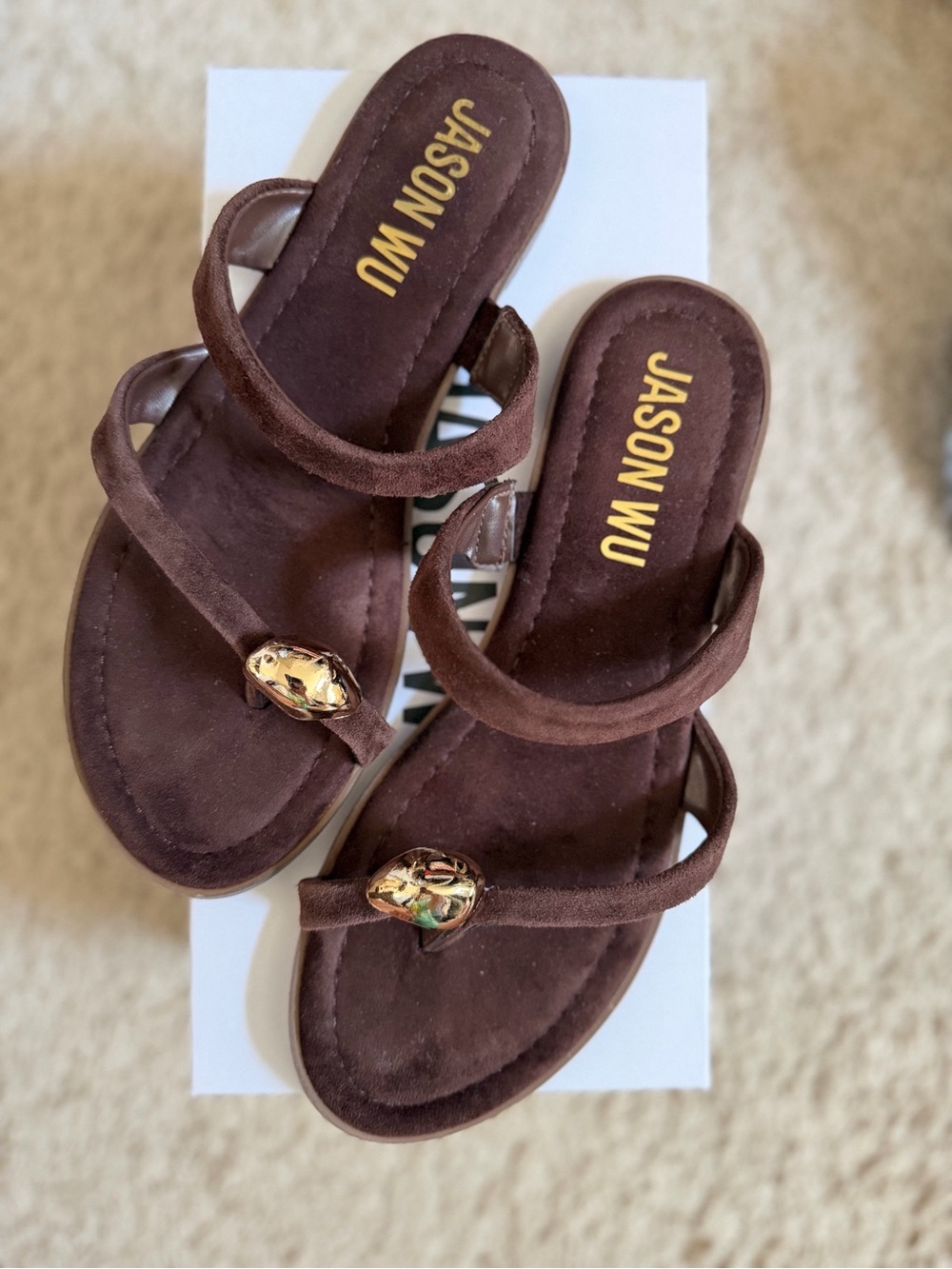 Jason Wu chocolate brown sandals with gold accent size 7